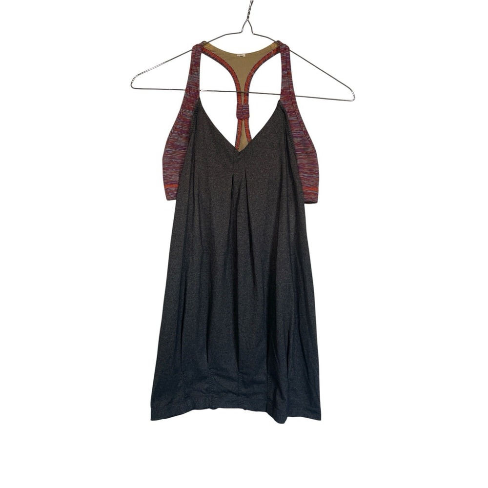 Lululemon Athletica Grey Pleated Racerback Tank Top‎ Built In Bra Size 6
